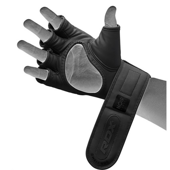 RDX F15 NOIR MMA GRAPPLING TRAINING GLOVES OPEN PALM THUMB PROTECTION