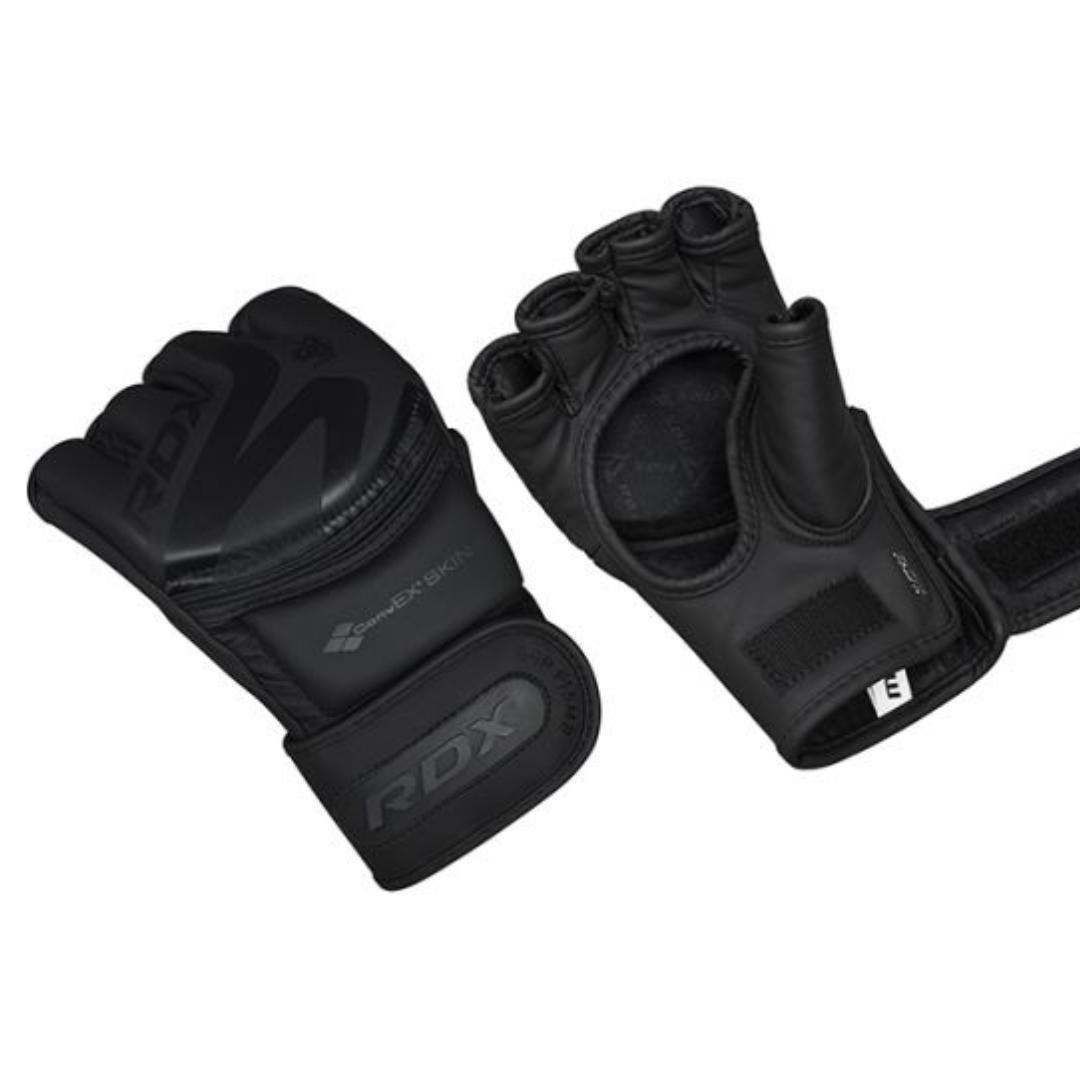 RDX F15 NOIR MMA GRAPPLING TRAINING GLOVES OPEN PALM THUMB PROTECTION