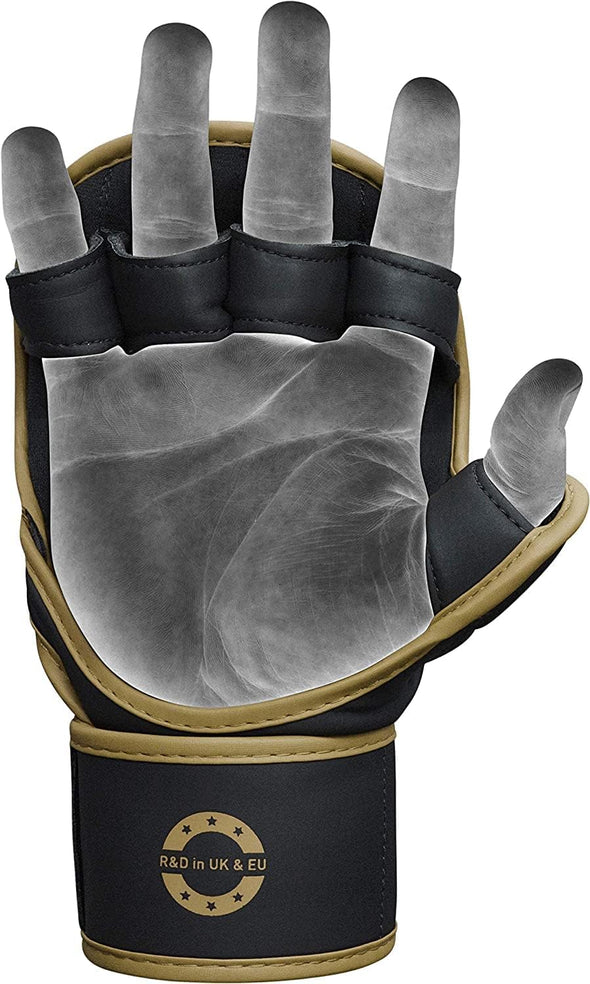 RDX F6 SHOOTER GOLDEN MMA GRAPPLING GLOVES WITH BEST KNUCKLE PROTECTION
