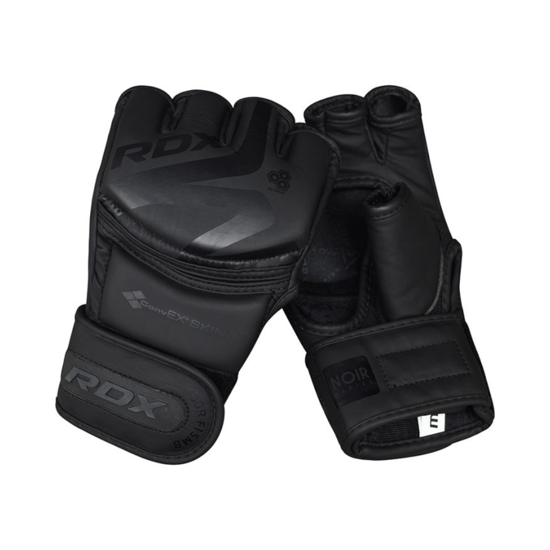 RDX F15 NOIR MMA GRAPPLING TRAINING GLOVES OPEN PALM THUMB PROTECTION
