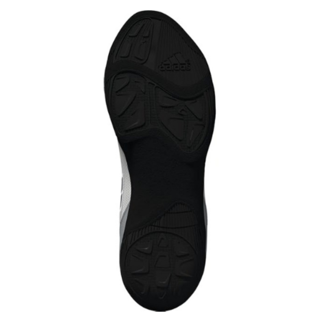 Black sole of a shoe with Adidas logo on a white background