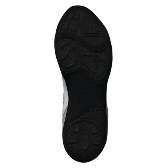 Black sole of a shoe with Adidas logo on a white background