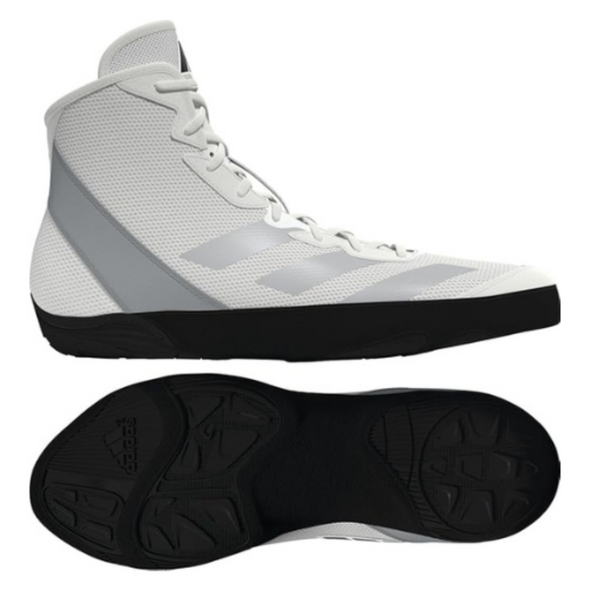 White high-top athletic shoes with black sole on a white background
