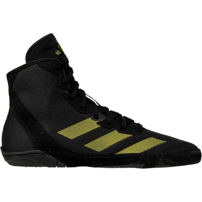 Black Adidas athletic shoe with yellow stripes on a white background, featuring a 'Best Deal' badge.