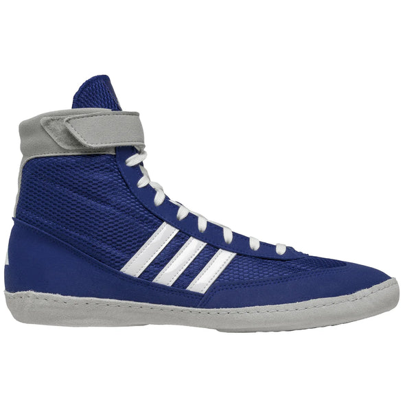 Blue and gray Adidas sneaker on a white background
