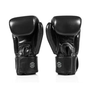 Pair of black boxing gloves on a white background