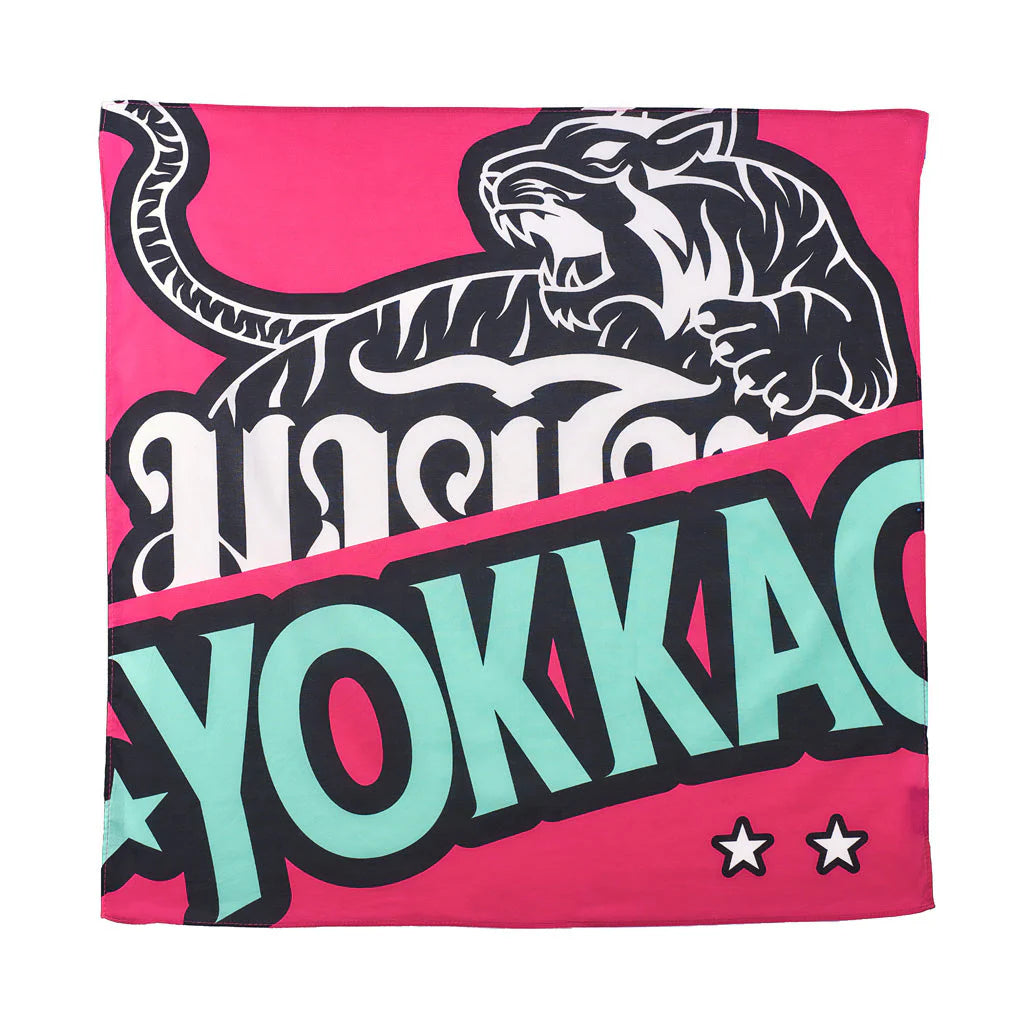 Yokkao branded product with a tiger design on a pink background