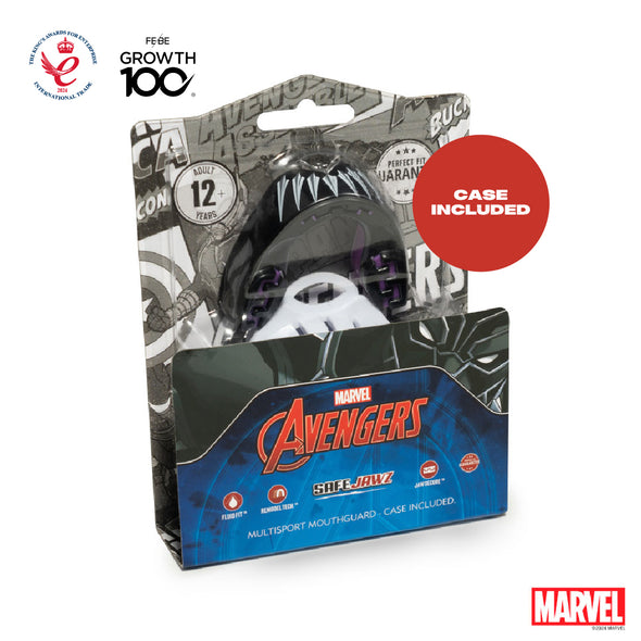 Marvel Avengers mouthguard packaging with visible branding and product details.