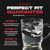 Glass with a mouthguard inside, surrounded by text on a black background