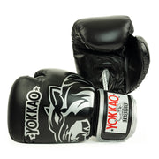 YOKKAO silver boxing gloves for Muay Thai, kickboxing, and training