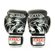 YOKKAO silver boxing gloves for Muay Thai, kickboxing, and training