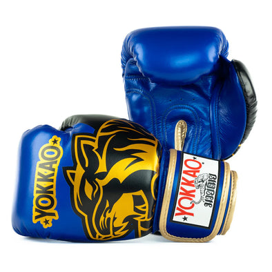 Silver YOKKAO boxing gloves for Muay Thai training and sparring