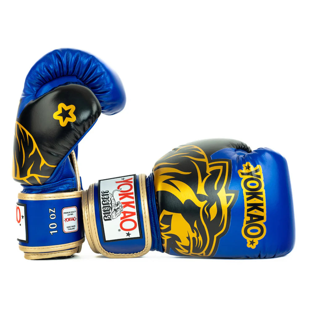 Silver YOKKAO boxing gloves for Muay Thai training and sparring