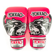 Silver YOKKAO boxing gloves for Muay Thai training and sparring