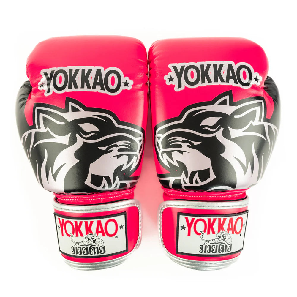 Silver YOKKAO boxing gloves for Muay Thai training and sparring