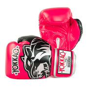 Silver YOKKAO boxing gloves for Muay Thai training and sparring