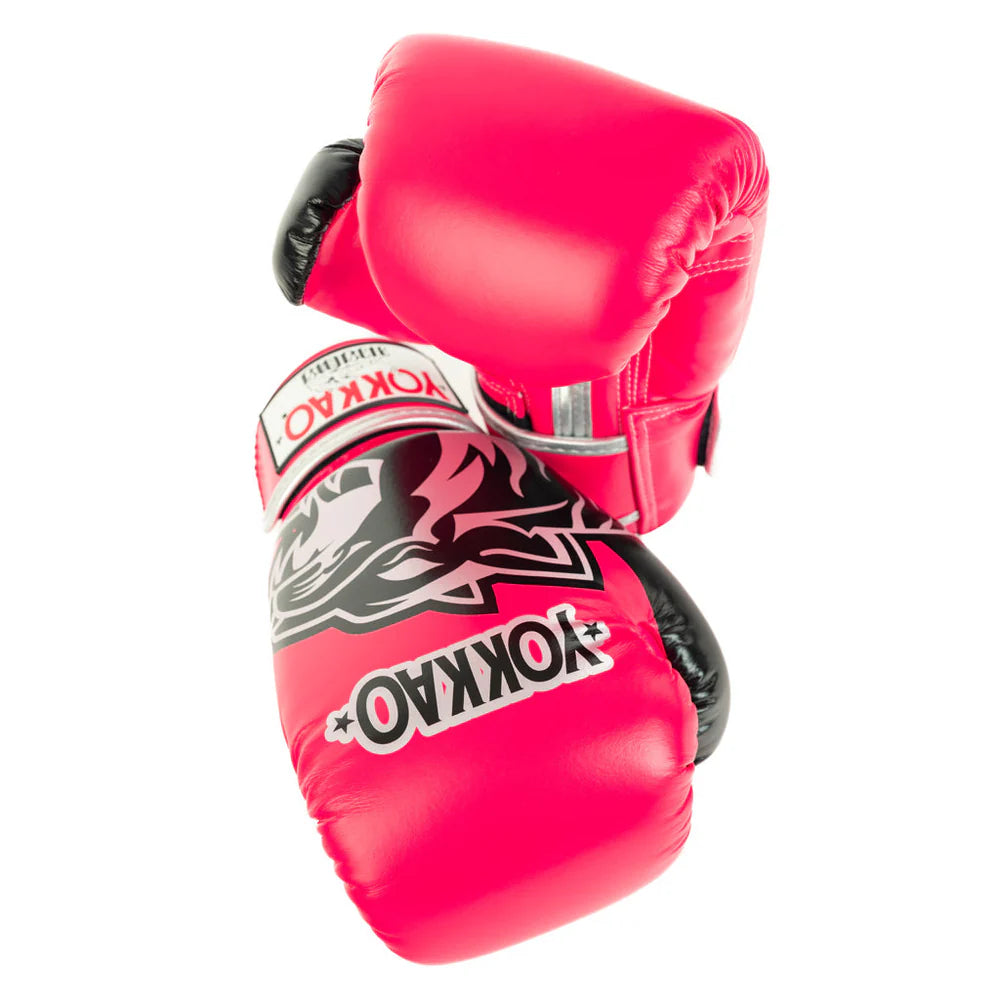 Silver YOKKAO boxing gloves for Muay Thai training and sparring