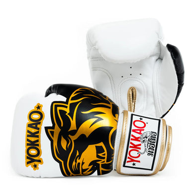 Gold YOKKAO boxing gloves for Muay Thai training and sparring