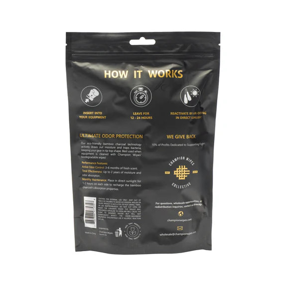 Black packaging with yellow text and graphics on a white background
