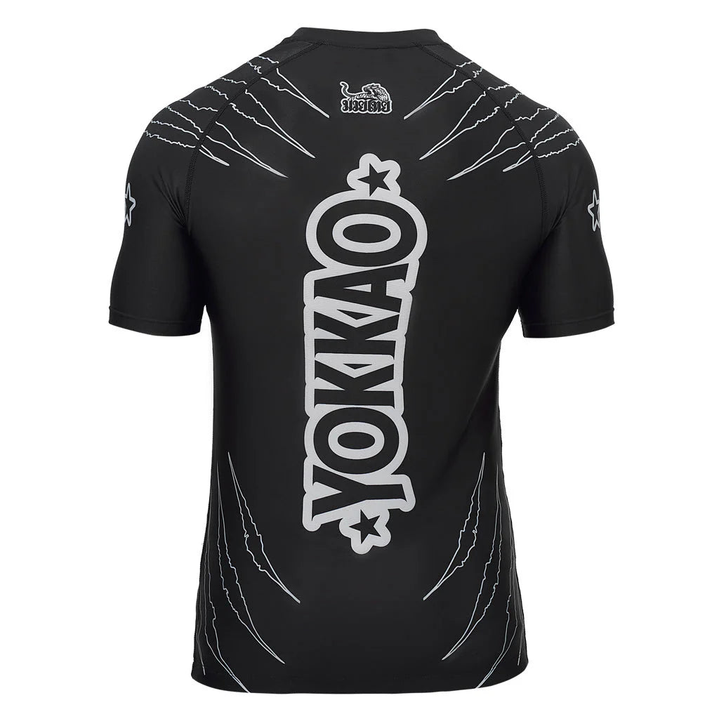 Black sports jersey with white text and graphics on a white background
