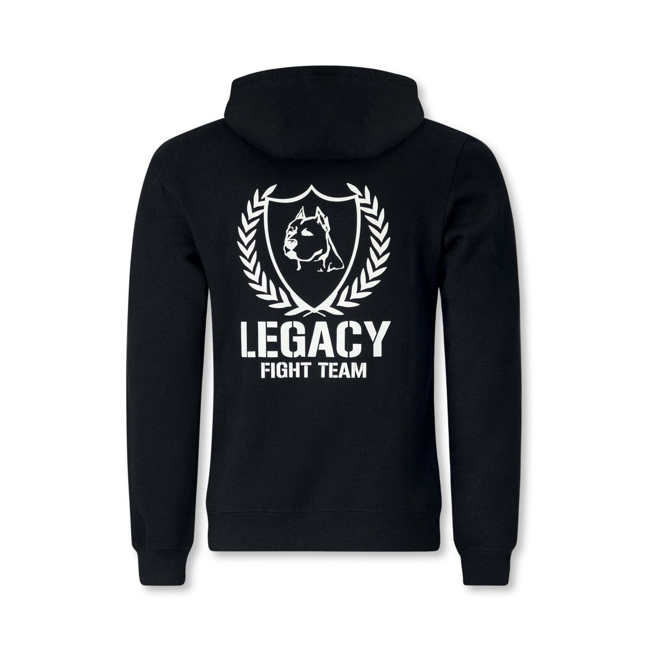 Legacy Fight Team hoodie, jogger pants, and drawstring bag uniform set for martial arts and gym training