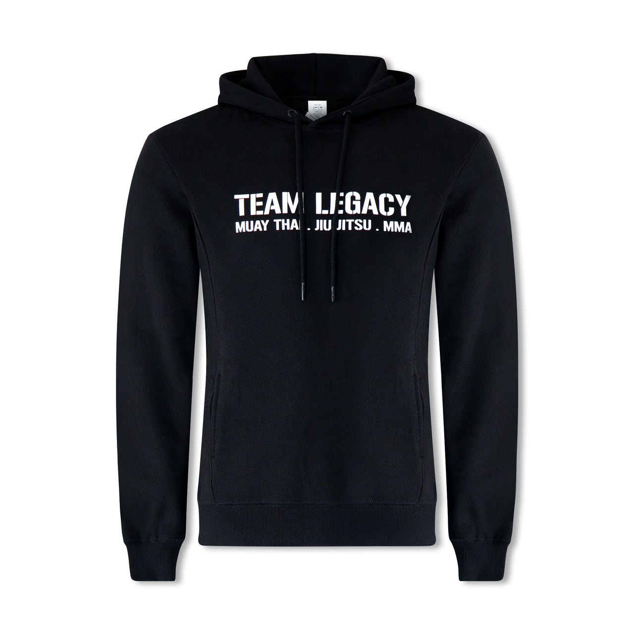 Legacy Fight Team hoodie, jogger pants, and drawstring bag uniform set for martial arts and gym training
