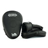 Black boxing focus mitts with Yokkao logo on a white background