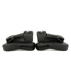 Pair of black wrist guards on a white background