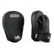 Black martial arts training pads with Yokkao branding on a white background
