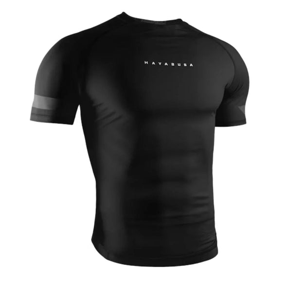 Black athletic shirt with 'Hayabusa' branding on a white background