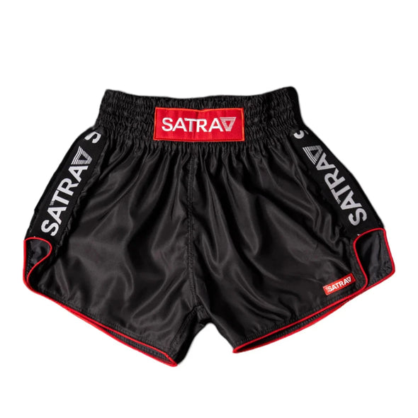 SATRAA WOOT MUAY THAI SHORTS - THE BASICS | BLACK.RED