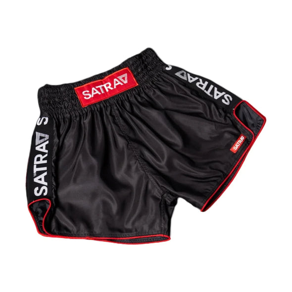 SATRAA WOOT MUAY THAI SHORTS - THE BASICS | BLACK.RED