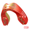 Red and gold mouthguard with Marvel logo on a white background