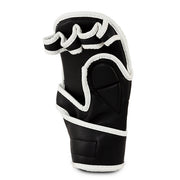Black golf club head cover with white accents on a white background