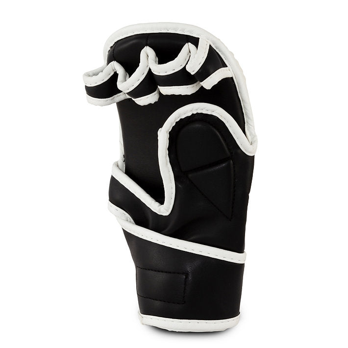 Black golf club head cover with white accents on a white background