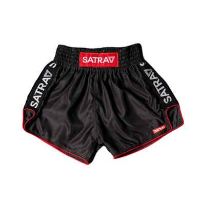 SATRAA WOOT MUAY THAI SHORTS - THE BASICS | BLACK.RED