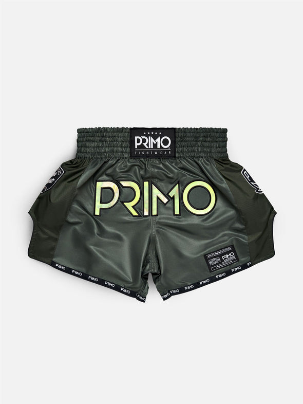 PRIMO MUAY THAI SHORTS - HOLOGRAM - VALOR GREEN