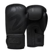 RDX F15 Noir Black Boxing Gloves – Sleek matte black design with layered foam padding, ergonomic wrist support, and ventilation for boxing,mma, and Muay Thai.