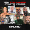 Promotional image for SafeJawz with various athletes wearing mouthguards.
