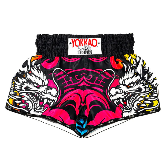YOKKAO DRAGON MUAY THAI TRAINING SHORTS - PINK/BLUE