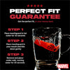 Mouthguard heating instructions with a Marvel logo on a black background