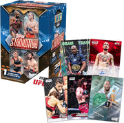 Topps UFC Stadium trading card packs and cards on a white background