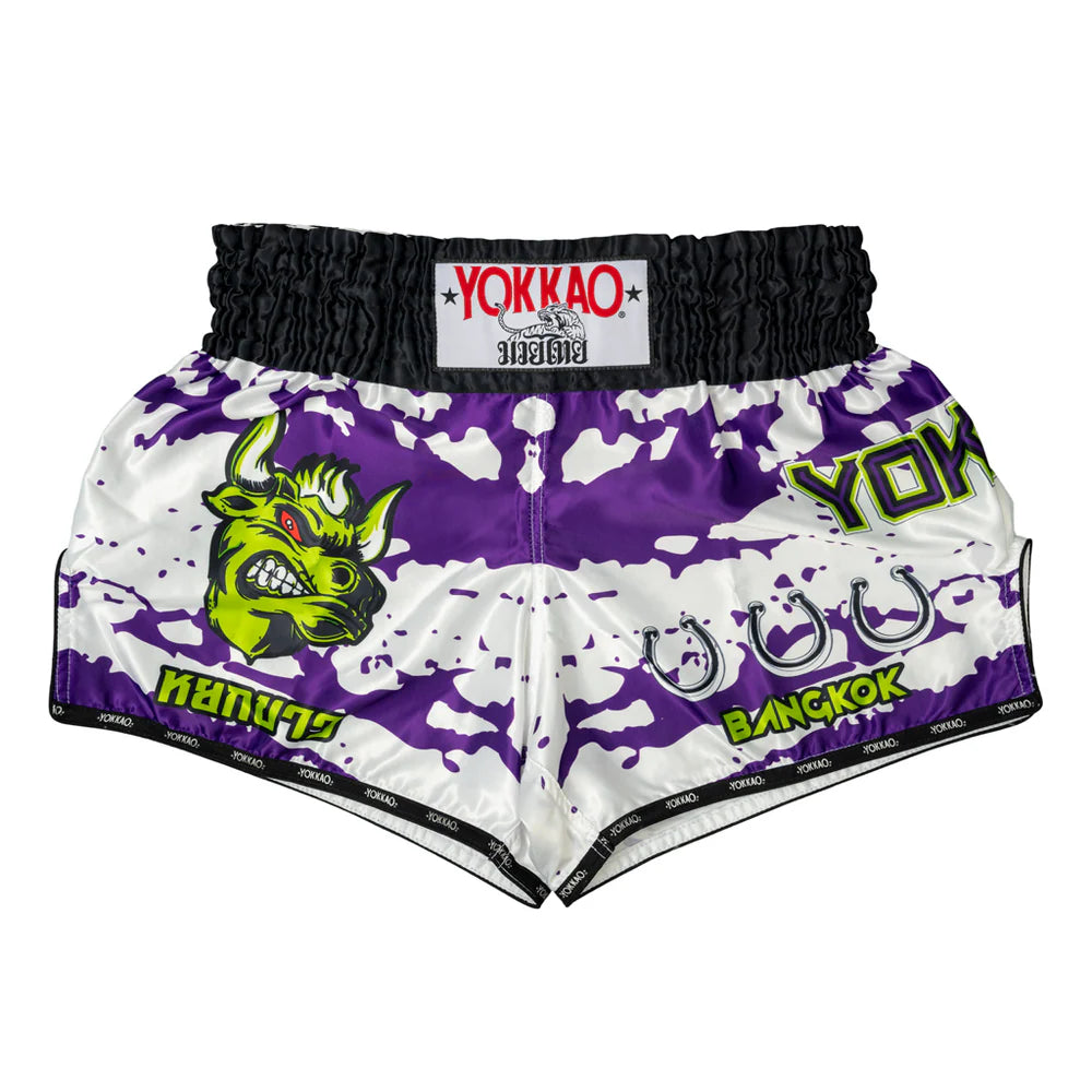 YOKKAO ANGRY BULL MUAY THAI SHORTS - WHITE
