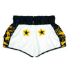 YOKKAO Original Muay Thai Shorts Gold Green with satin finish and high-cut design for mobility and style