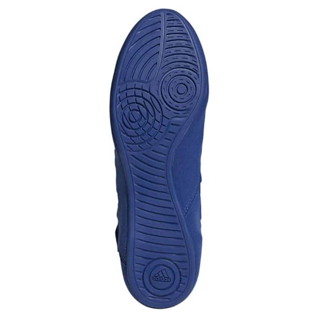 ADIDAS HVC Wrestling Shoes in solid blue with lightweight build and full-length rubber outsole for mat traction