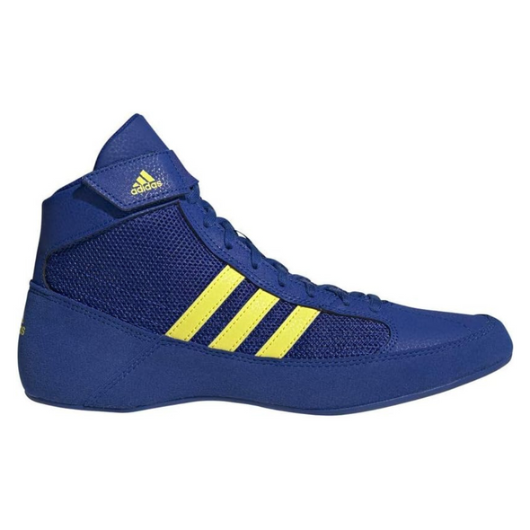 ADIDAS HVC Wrestling Shoes in solid blue with lightweight build and full-length rubber outsole for mat traction