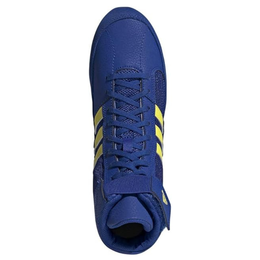 ADIDAS HVC Wrestling Shoes in solid blue with lightweight build and full-length rubber outsole for mat traction