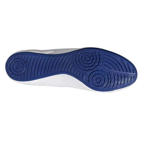 ADIDAS HVC Wrestling Shoes in white, red, and blue featuring ankle strap and breathable mesh for support and ventilation