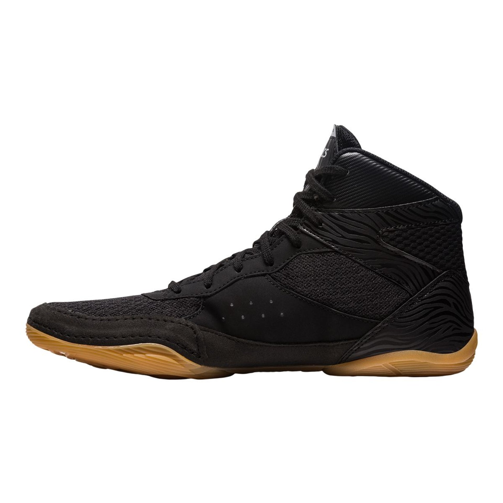 ASICS Matflex 7 Wrestling Shoes in black with mesh upper and rubber outsole, designed for grip and performance on the mat