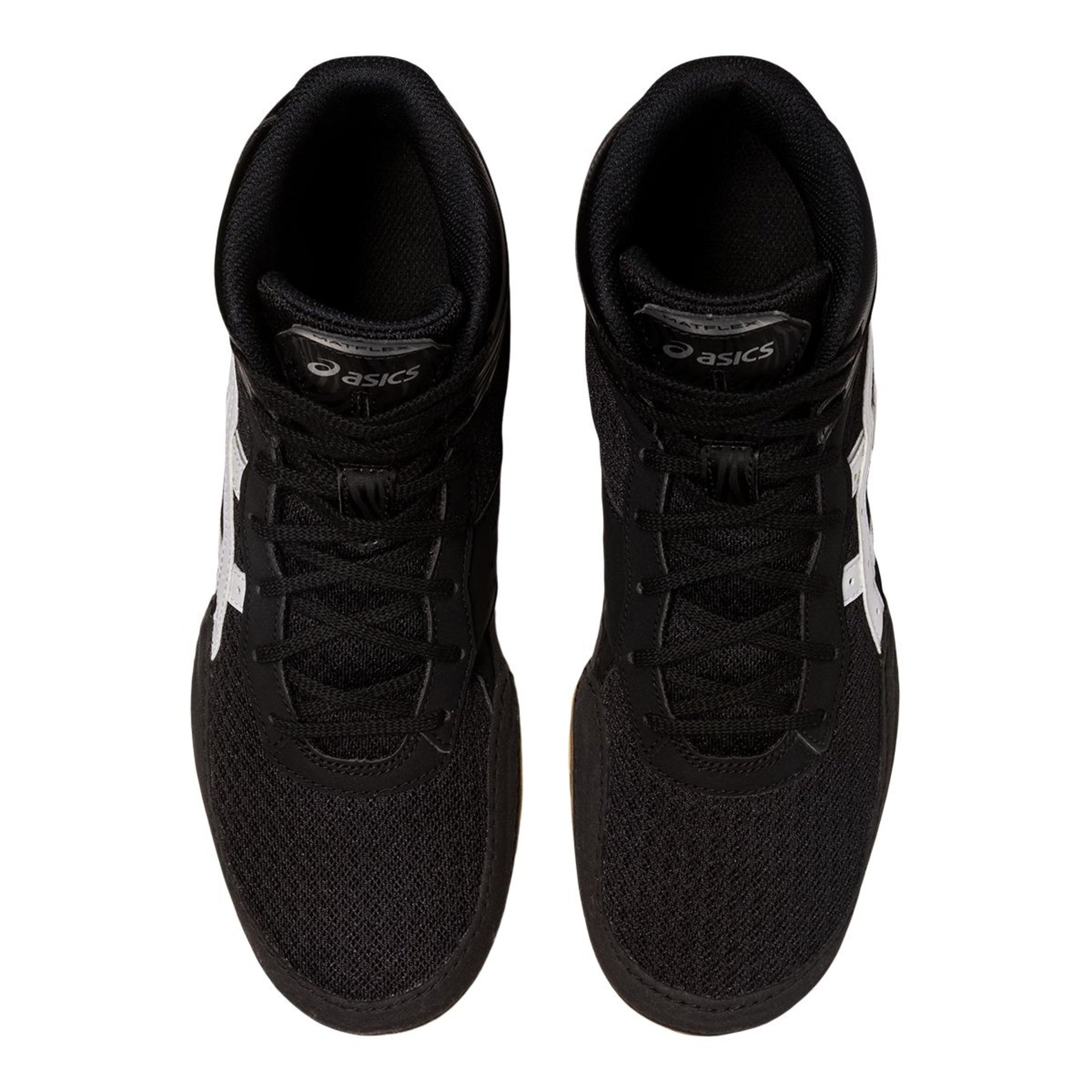 ASICS Matflex 7 Wrestling Shoes in black with mesh upper and rubber outsole, designed for grip and performance on the mat
